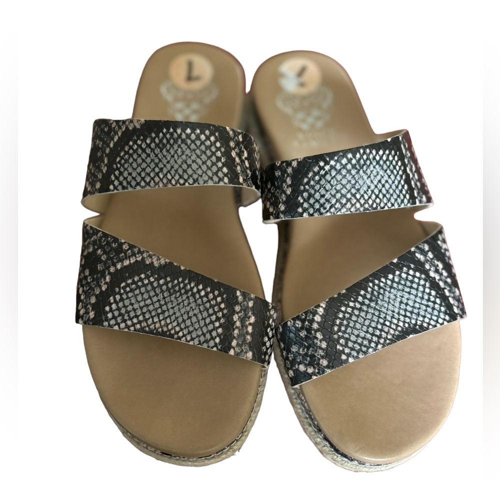 Vince Camuto Double Strap Snakeskin Platform Slide Sandal Women’s Size 7